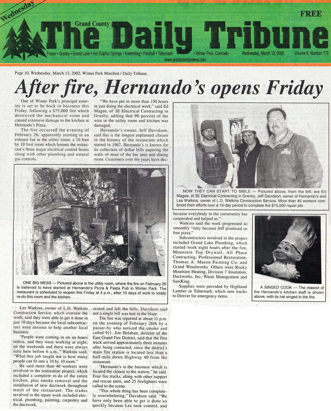 Hernandos Fire in 2002 reconstruction by LD Watkins
